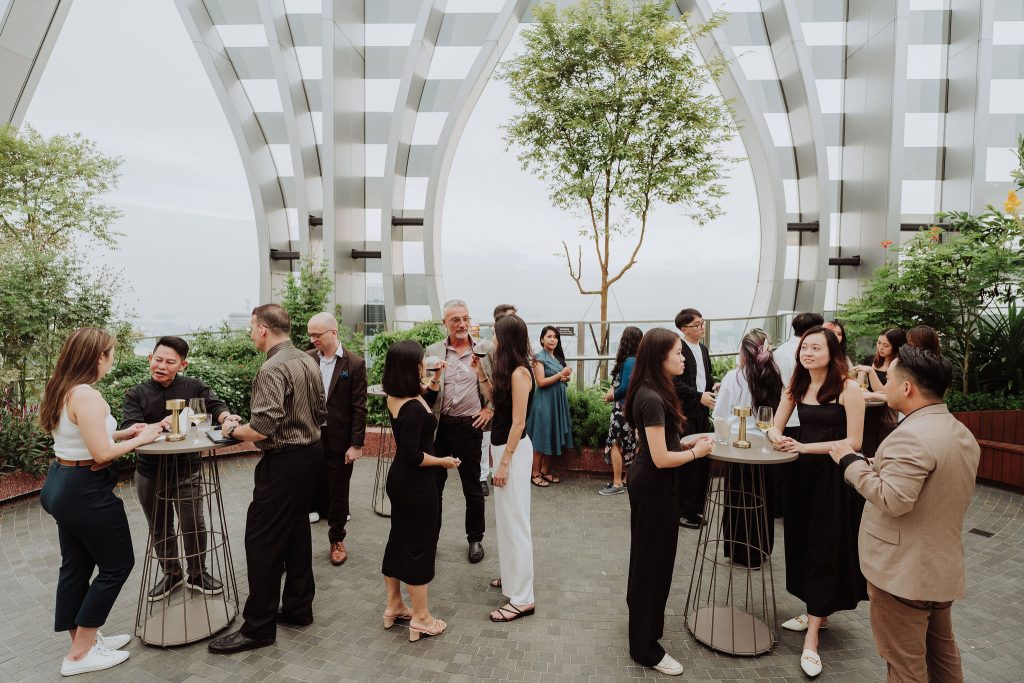 Rooftop networking event in the 1-Arden sky garden at CapitaSpring